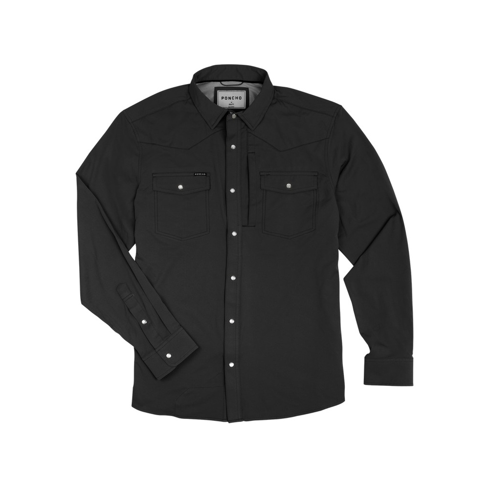 Poncho Piedras Negras Black Long Sleeve Button-Up Shirt
